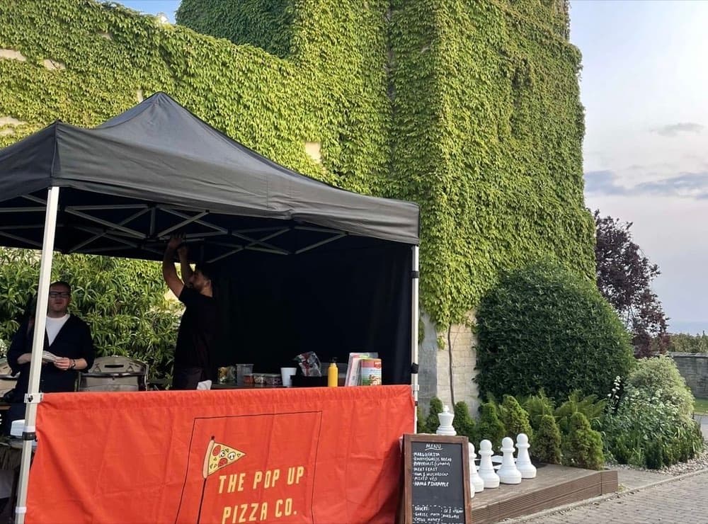 The Pop Up Pizza Co event set-up at a wedding venue in Cheltenham