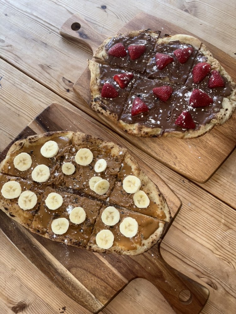Dessert pizzas with chocolate and fruit at a private party in Cheltenham